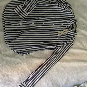 NWT Alex Mill Bobby Shirt In Bold Stripe White And Navy